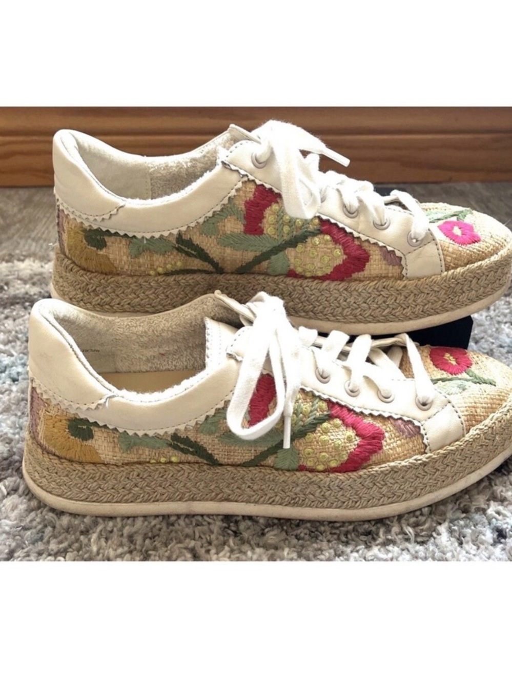 Dolce Vita Azalia Floral Raffia Sneakers Women’s Size 7.5 Lace Up Casual Shoes